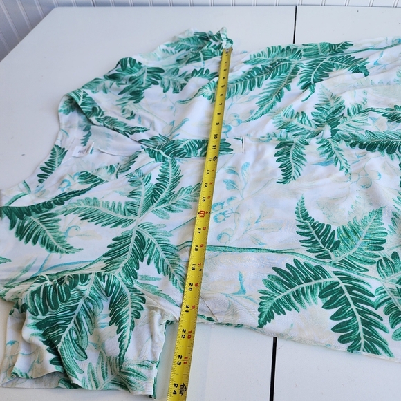 H&M White Green Viscose Short Sleeve Tropical Palm Leaf Tunic Dress Size S - Picture 9 of 11